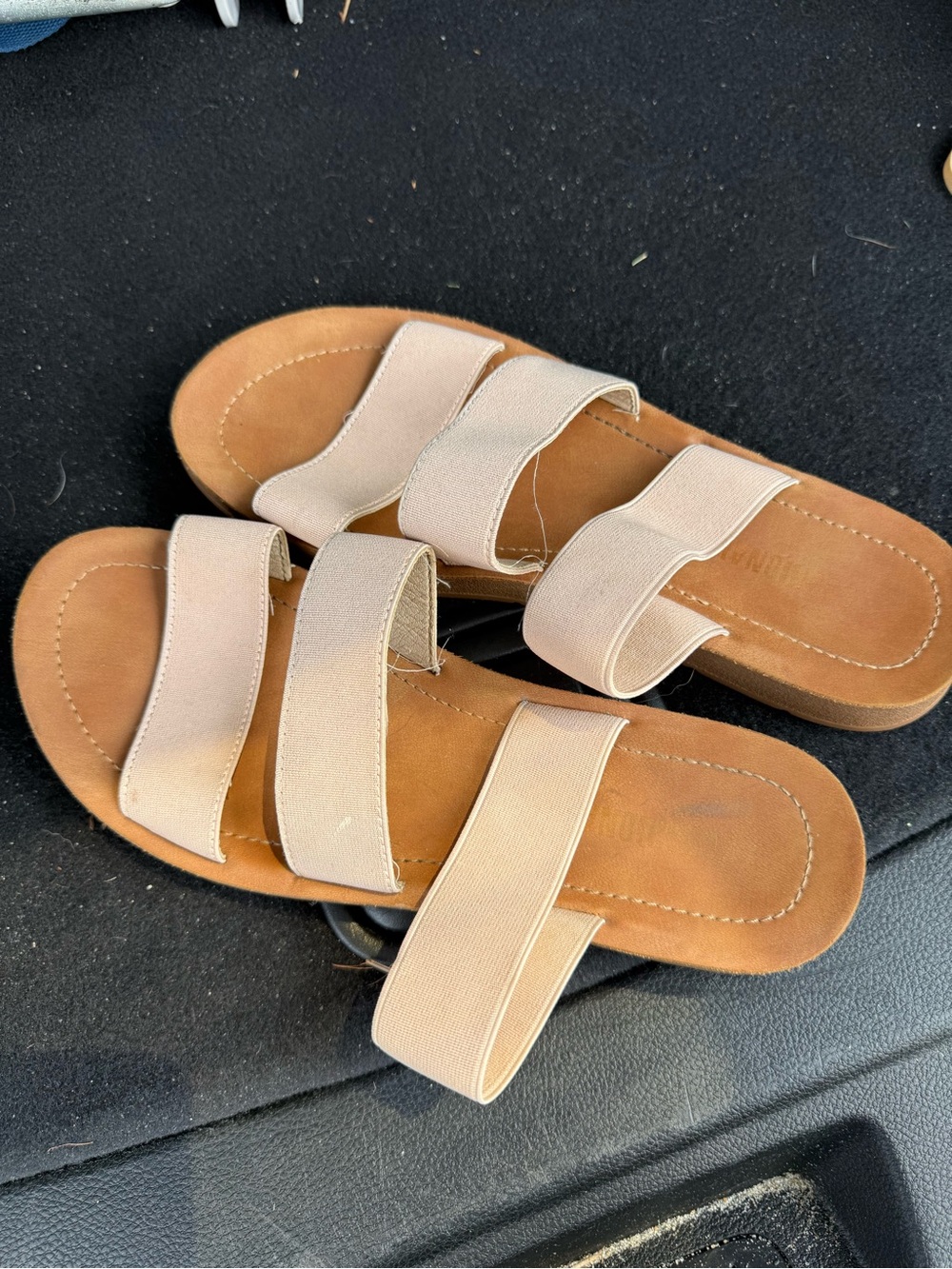 Women’s Neutral Beige Triple-Strap Slide Sandals